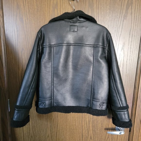NWOT Super Soft Black Express Black Bomber Jacket Size Large - Picture 4 of 11
